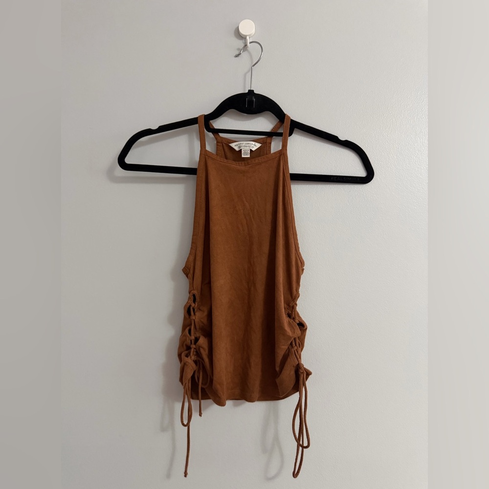 American Eagle Outfitters Brown Lace-Up Tank Top